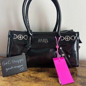 New Paris Hilton PH Black Shiny Shoulder Bag Hot Pink Cute Silver Color Details
